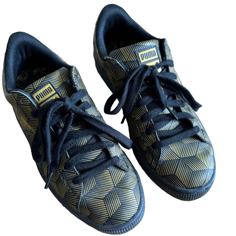 Puma Basket Classic Sneaker, Women’s 10 / Men’s 8, Black & Gold Metallic